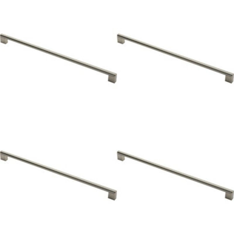 Image of Loops 4x Round Bar Pull Handle 488 x 14mm 448mm Fixing Centres Satin Nickel & Steel Metallics unisex
