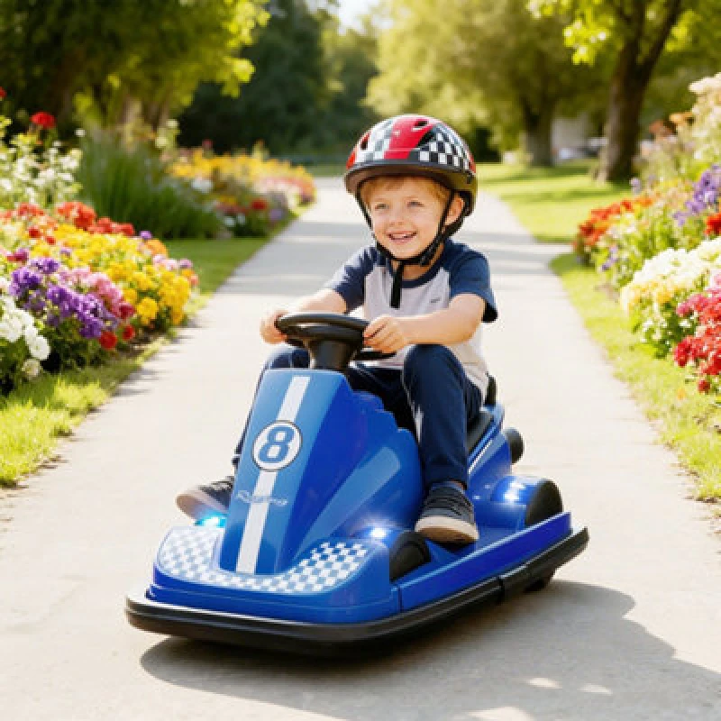 Image of Aiyaplay Electric Kids Bumper Car With 360 Degree Rotation Spin, Blue