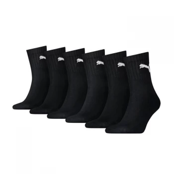 Puma 6 Pack Short Crew Socks - Black