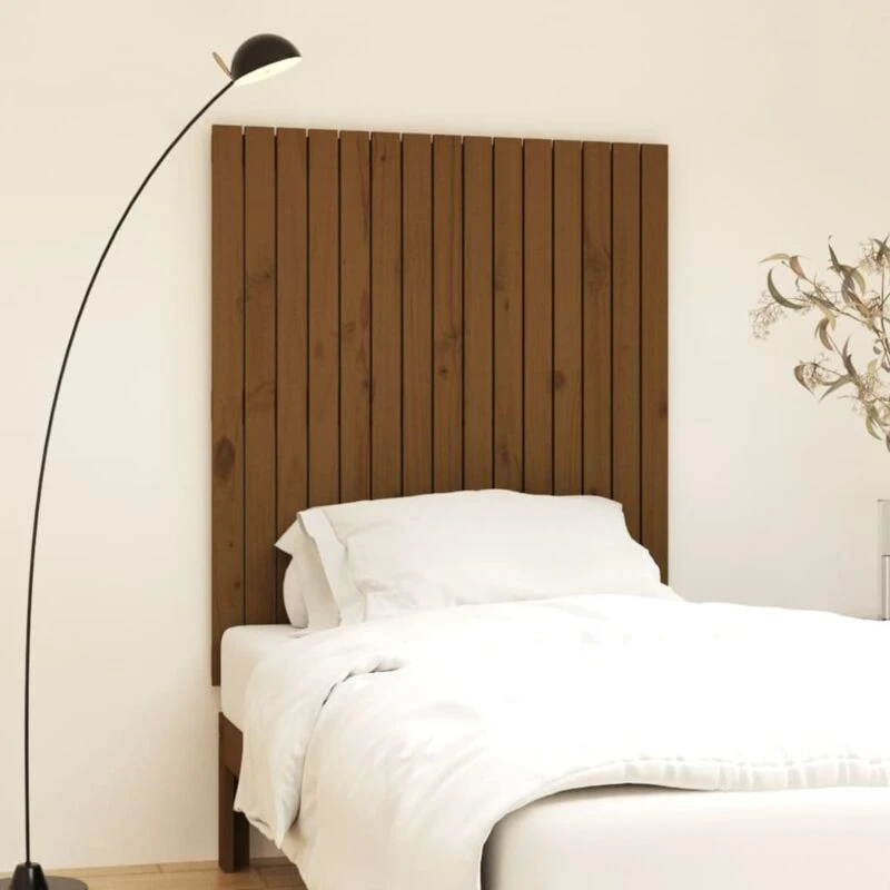 Image of Vidaxl Wall Headboard Honey Brown 95.5X3X110 Cm Solid Wood Pine, Brown 824936