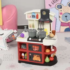 Image of HOMCOM Kids Kitchen Playset Role Play Game Toy with Lights Sounds Spray Sink Running Water 52 PCs Accessories Set for Toddlers