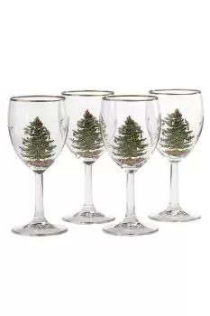 Image of Spode Christmas Tree Wine Glasses Set of 4