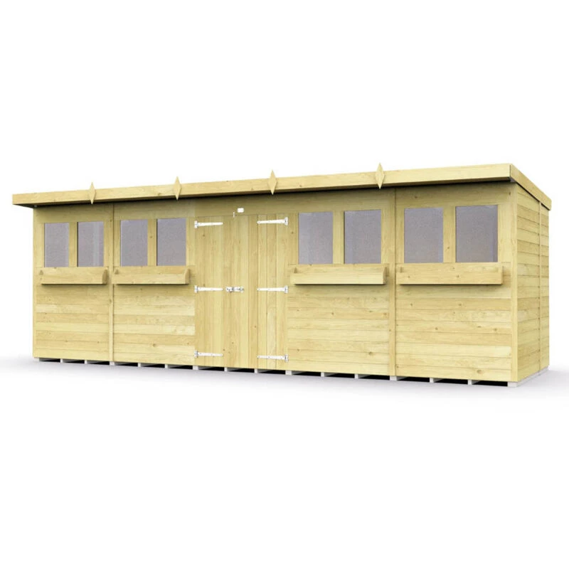 Image of Flat Pack Sheds DIY Sheds 20 x 5 Pent Summer Shed, Brown 20X5PSSFF
