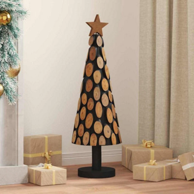 Image of vidaXL Christmas Tree with Stand Brown 90 x 30cm Solid teak wood, Brown 42017944