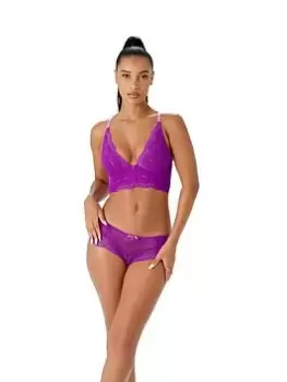 Image of Gossard Superboost Lace Non Padded Deep V-neck Bralet, Purple, Size 32B, Women