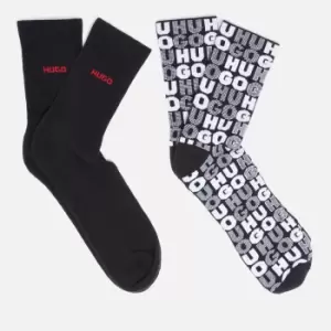 image of HUGO Bodywear Two-Pack Logo Cotton-Blend Socks - EU 43-EU 46