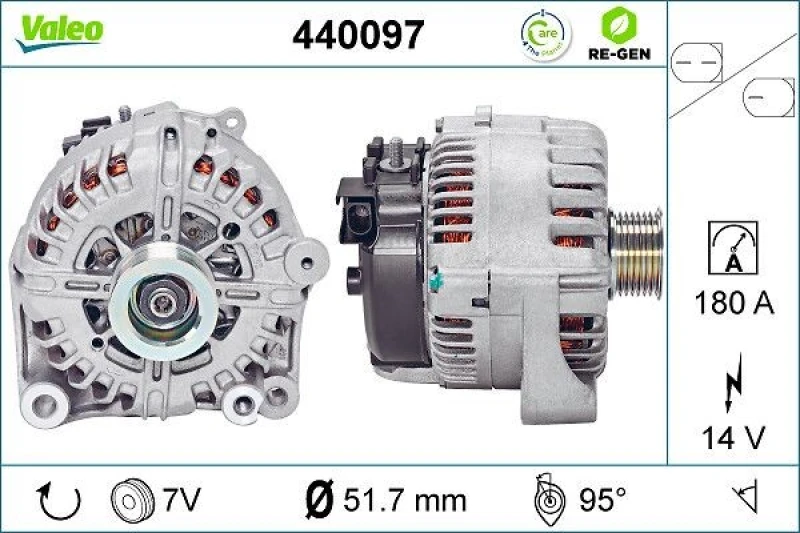 Image of VALEO 440097 Generator Alternator Charging Current: 180A, Voltage: 14V Alternator (4)