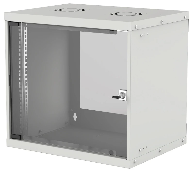 Image of Intellinet Intellinet 19" Network Cabinet - Wall Mount (Basic) 9U 560mm Deep Grey Flatpack Max 50kg Usable Depth 500mm Glass Door 19" Rack P