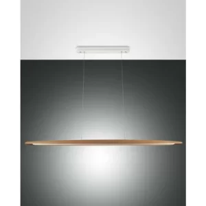 Image of Fabas Luce Ribot LED Integrated Pendant Ceiling Light Light Oak Glass