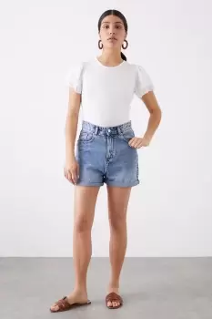 Image of Spot Mesh Frill Sleeve Top