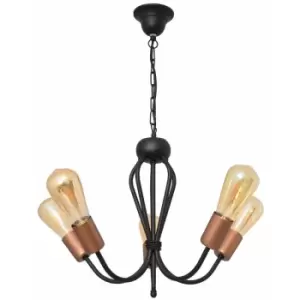 image of Helam Nevada Multi Arm Semi Flush Ceiling Light Black, Copper 45cm