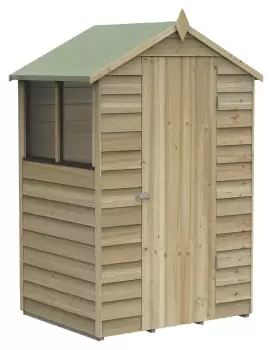 Image of Forest Garden 4 x 3ft 4Life Apex Overlap Pressure Treated Shed with Base and Assembly