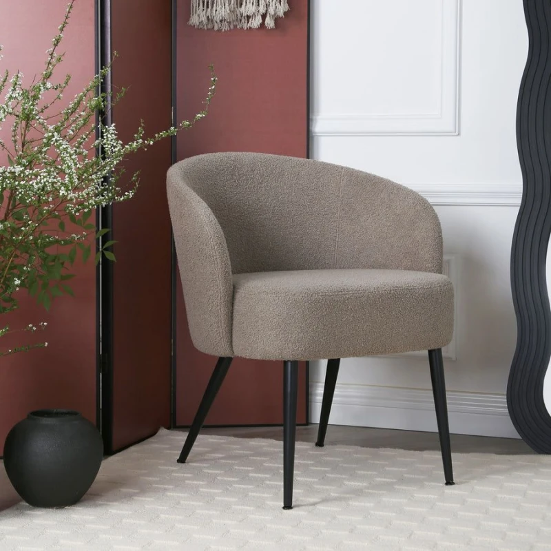 Image of Home Garden Direct Comodo Armchair in Teddy Fleece Fabric Single Chair Boucle in Taupe Unisex