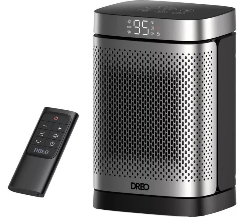 Image of DREO Atom 416 Smart Fan Heater - Silver & Black,Silver/Grey 850054613882