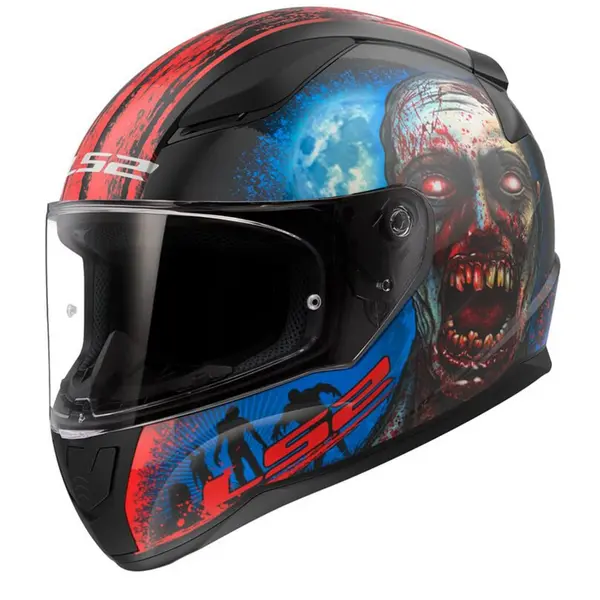 Image of LS2 FF353 Rapid II Zombie Black Red 06 Full Face Helmet Size XS