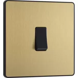 BG Evolve Brushed (Black Ins) Single Intermediate Light Switch, 20A 16Ax in Brass Steel - main image