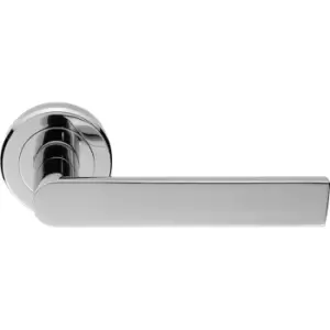 Image of Serozzetta Edge Lever on Rose Door Handles Polished (Pair) in Chrome