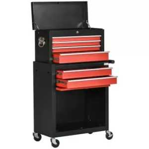 Image of Durhand Tool Chest Rolling Garage Workshop Organizer w/ 6 Drawer Black
