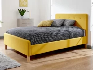 Image of GFW Ashbourne 4ft6 Double Mustard Upholstered Fabric Bed Frame