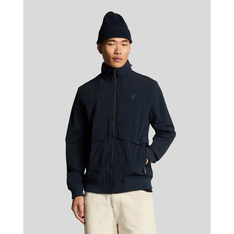 Image of Lyle and Scott Hooded Crinkle Nylon Pocket Jacket Blue male S