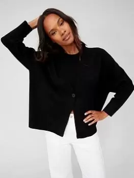 Image of Armani Exchange Logo Back Wool Blend Cardigan - Black Size M Women