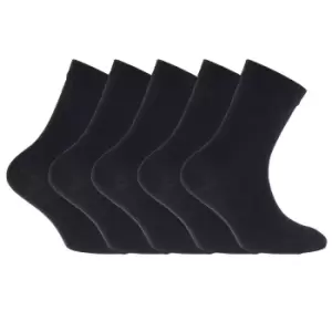 Image of FLOSO Childrens/Kids Plain School Socks (Pack Of 5) (4-6 UK) (Navy)