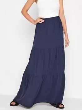 Image of Long Tall Sally Long Tall Sally Crepe Tiered Maxi Skirt - Navy, Size 10, Women