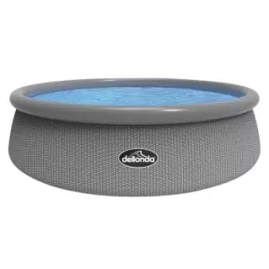 image of Dellonda 15ft Round Garden Kids Paddling Swimming Pool & Pump Grey Rattan DL18