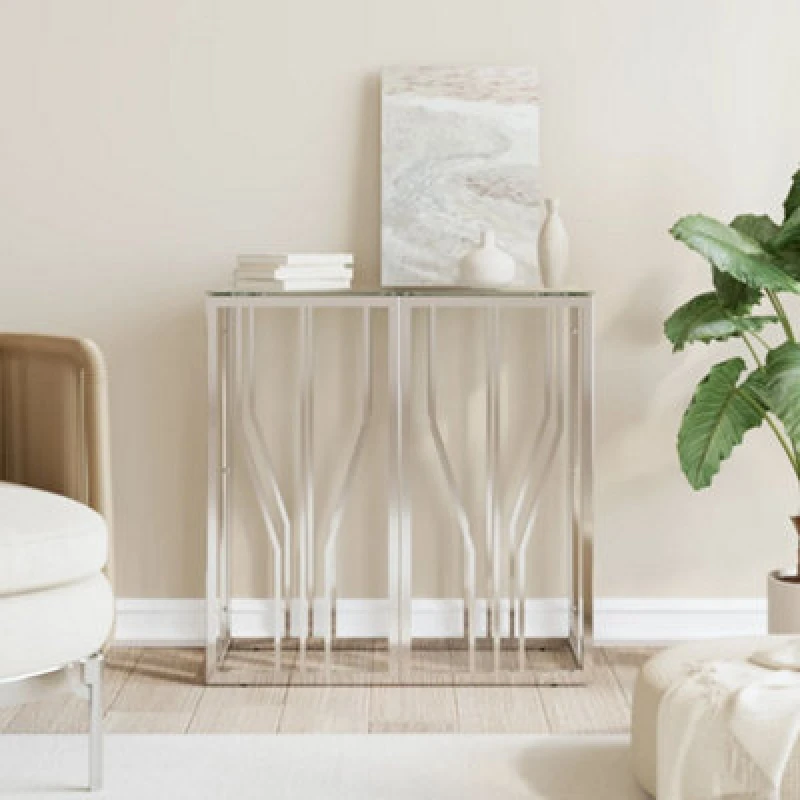 Image of VIDAXL Console Table 70x30x70cm Stainless Steel and Glass Vidaxl 8720287200116