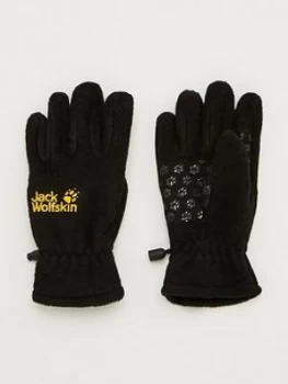 Image of Boys, Jack Wolfskin Kids Fleece Gloves - Black, Size 10 Years