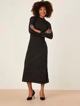 image of Dorothy Perkins Roll Neck Soft Touch Midi Dress - Charcoal, Grey, Size 10, Women