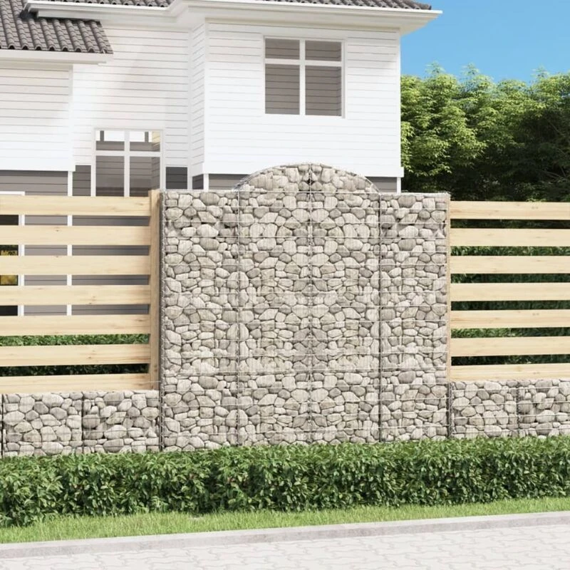 Image of vidaXL Arched Gabion Baskets 12 pcs 200x50x200/220cm Galvanised Iron, Silver 3146435