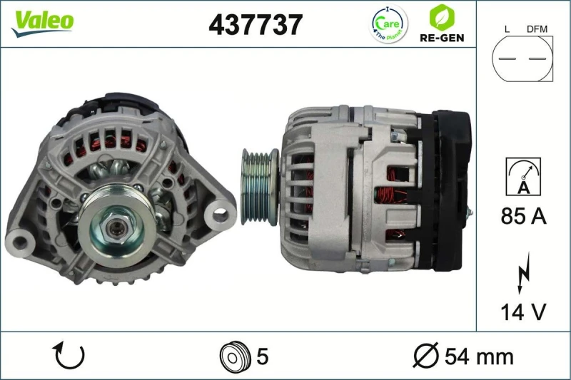 Image of VALEO 437737 Generator Alternator Charging Current: 85A, Voltage: 14V Alternator (4)