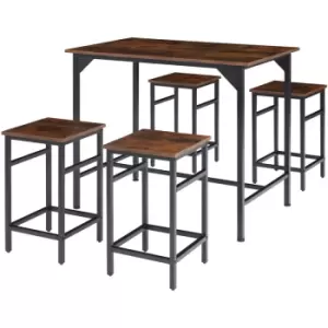 Image of Dining table with 4 bar stools Edinburgh - dining table and chairs, kitchen table, dining table set - industrial dark - industrial dark