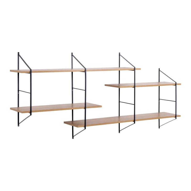 Image of Furniture To Go Belfast Wall Unit with 4 Shelves in Oak in Light Oak Light Oak Unisex