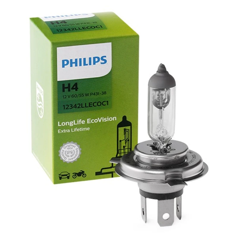 Image of PHILIPS 12342LLECOC1 Light Bulbs H4, Halogen, 60/55W, 12V Bulb,spotlight (106)