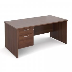 Image of Maestro 25 PL Straight Desk With 2 Drawer Pedestal 1600mm - Walnut pan