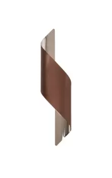 Image of Wall Lamp Large, 1 x 8W LED, 3000K, 640lm, Satin Brown, Polished Chrome
