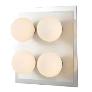 Image of IP44 Globe Flush Ceiling Light G9 4 Light G9 In Polished Chrome & Aluminium