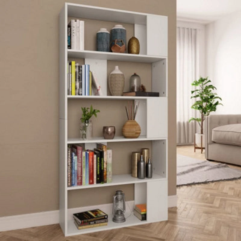 Image of Vidaxl Book Cabinet/room Divider White 80X24X159cm Engineered Wood Book Cabinets