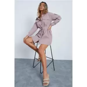 I Saw It First Pink Drop Shoulder Belted Oversized Shirt Dress - Pink