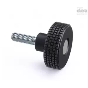 Image of ELESA MBT Diamond cut knurled knobs Technopolymer Zinc-plated steel threaded stu