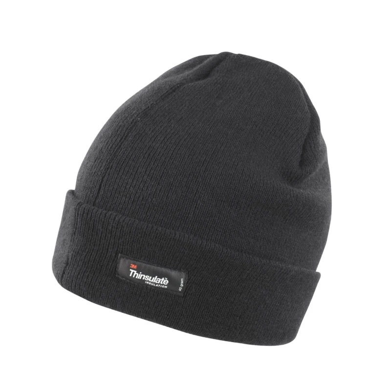 Image of Result Result Men Ribbed Thinsulate Lightweight Beanie in Black One Size Male 5063470678242
