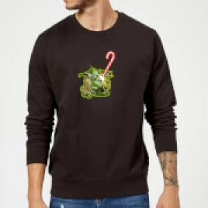 Image of Star Wars Candy Cane Yoda Black Christmas Sweatshirt - L - Black