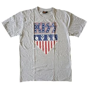 Image of KISS - Stars And Stripes Unisex Large T-Shirt - Grey