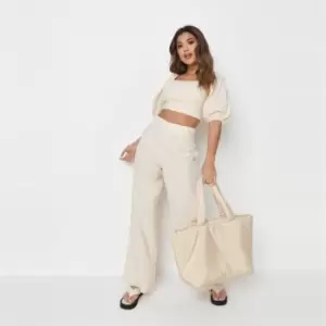 image of Missguided Wide Leg Trousers - Cream