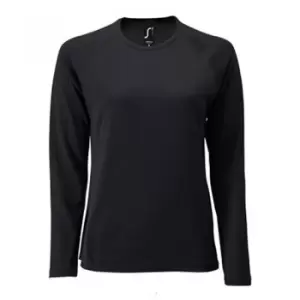 Image of SOLS Womens/Ladies Sporty Long Sleeve Performance T-Shirt (L) (Black)