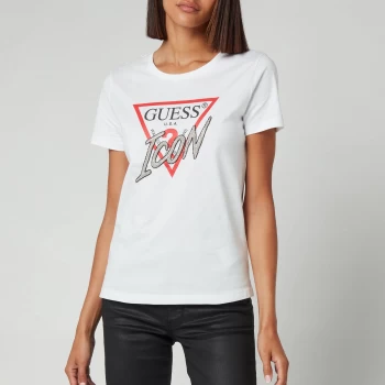 Image of Guess Womens Short Sleeve Crewneck Icon T-Shirt - Pure White - L