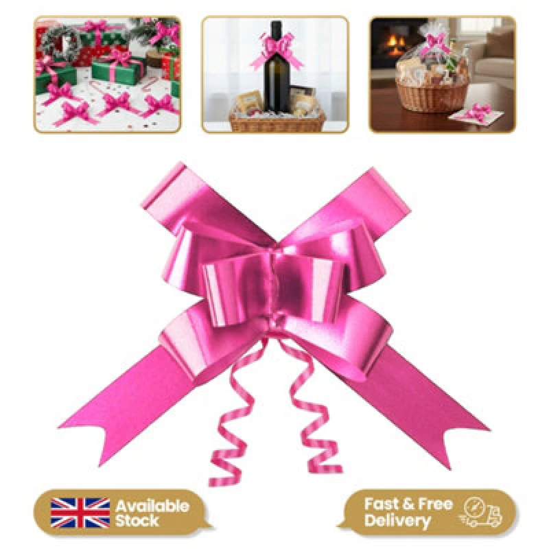 Image of Shatchi Large 50mm/5cm Ribbon Pull Bows for All Occation Decoration , Hot Pink,10PK Pink unisex