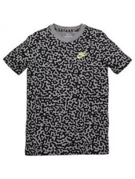 Image of Boys, Nike Childrens Mezzo T-Shirt - Grey Black, Grey/Black, Size 8-10 Years, S